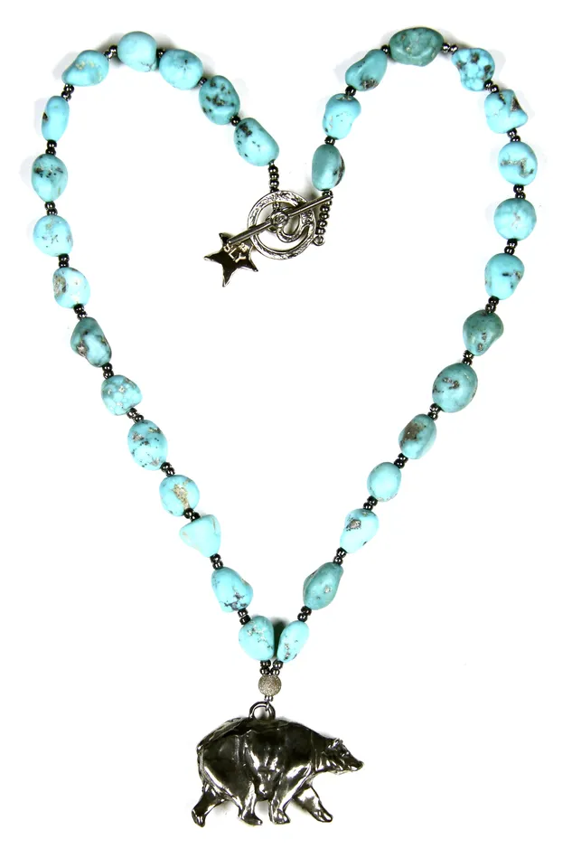 Star Liana York Necklaces Tumbled Sleeping Beauty Necklace w Healing Bear Pendant