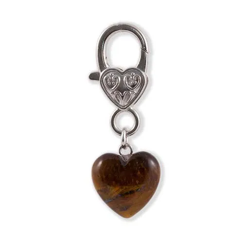 Tigers Eye Crystal Heart Pet Charm Healing Crystals FaireCrystal Pet Love Charm Necklaces