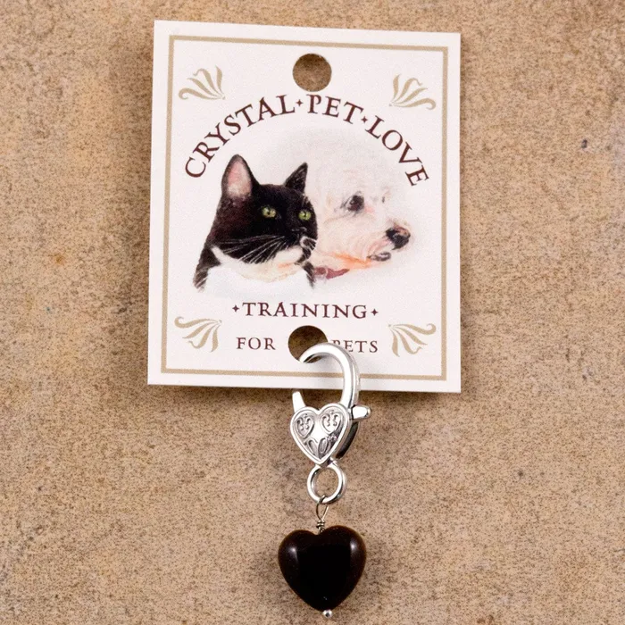 Tigers Eye Crystal Heart Pet Charm Healing Crystals FaireCrystal Pet Love Charm Necklaces