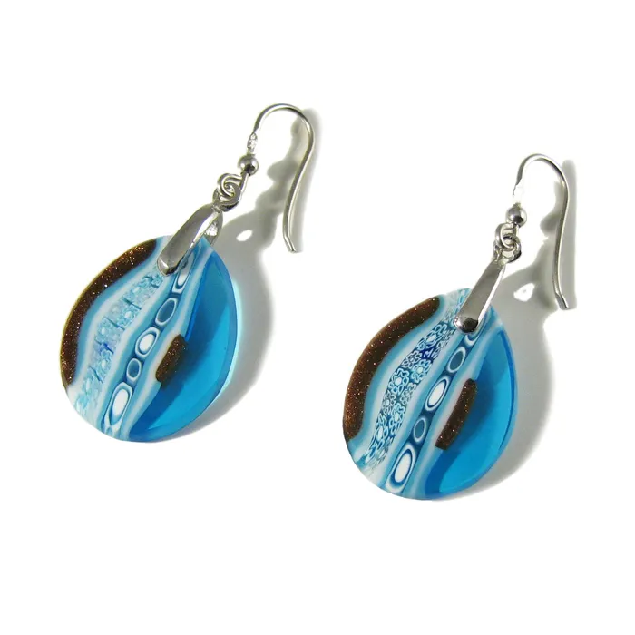 Vianello Nadia Murrine di Trebbi Davide Earrings Murano glass dropshaped Aquamarine earrings Inglesina Vianello Nadia Murrine di Trebbi Davide Earrings Murano glass dropshaped Aquamarine earrings Inglesina