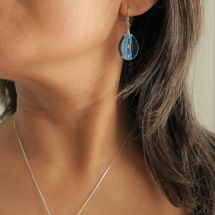 Vianello Nadia Murrine di Trebbi Davide Earrings Murano glass dropshaped Aquamarine earrings Inglesina