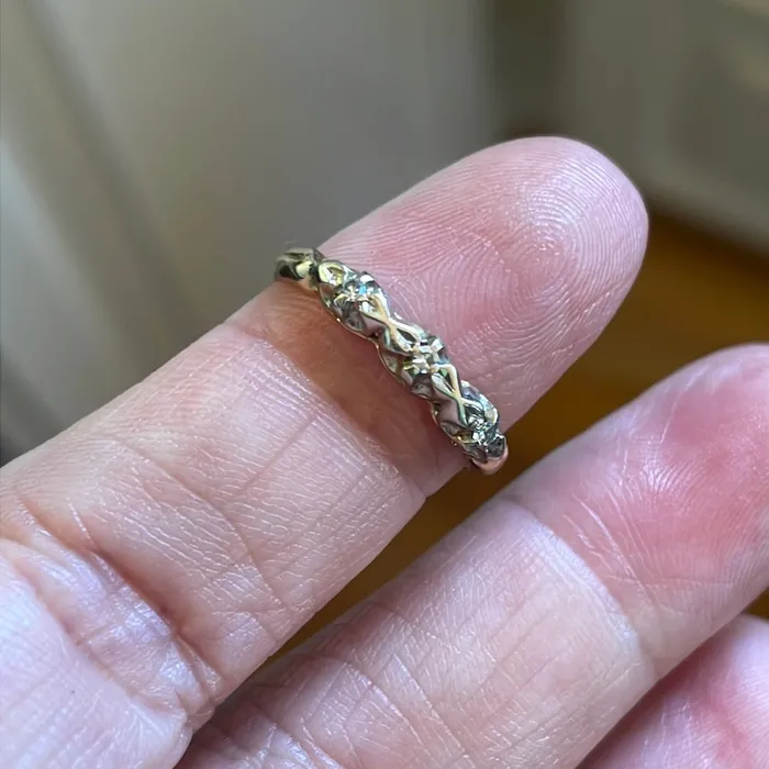 Vintage Paris Jewelry Diamond Trilogy Band Ornate Design 14k Gold Vintage Rings Vintage Paris Jewelry Diamond Trilogy Band Ornate Design 14k Gold Vintage Rings