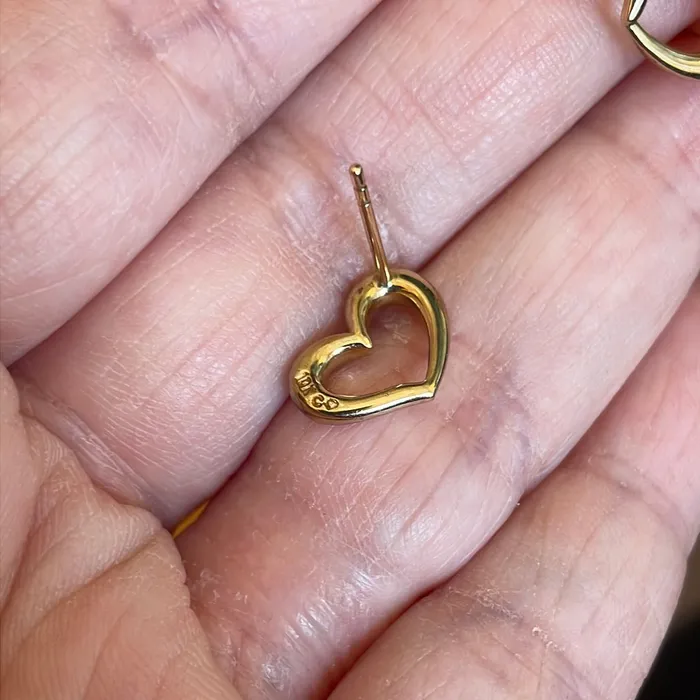 Vintage Paris Jewelry Earrings Open Heart Stud Earrings 10k Gold Vintage