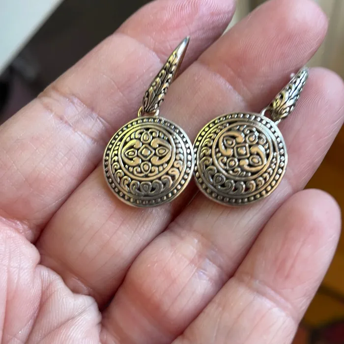 Vintage Paris Jewelry Earrings Ornate Filigree Medallion Earrings Sterling Silver Vintage