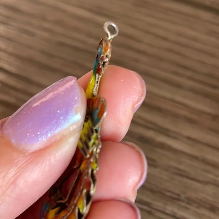 Vintage Paris Jewelry Necklaces Enamel Bird Pendant Sterling Silver Vintage
