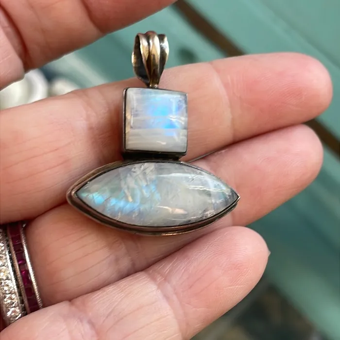 Vintage Paris Jewelry Necklaces Moonstone Pendant Sterling Silver Vintage