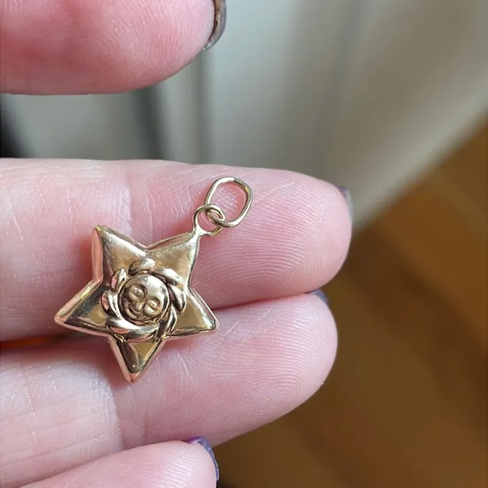 Vintage Paris Jewelry Necklaces Puffy Star Pendant Sun Face 14k Gold Vintage Vintage Paris Jewelry Necklaces Puffy Star Pendant Sun Face 14k Gold Vintage