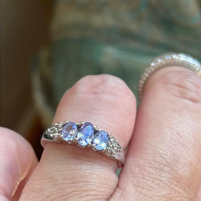 Vintage Paris Jewelry Rings Tanzanite Trilogy Ring Diamond 10k Gold Vintage Vintage Paris Jewelry Rings Tanzanite Trilogy Ring Diamond 10k Gold Vintage
