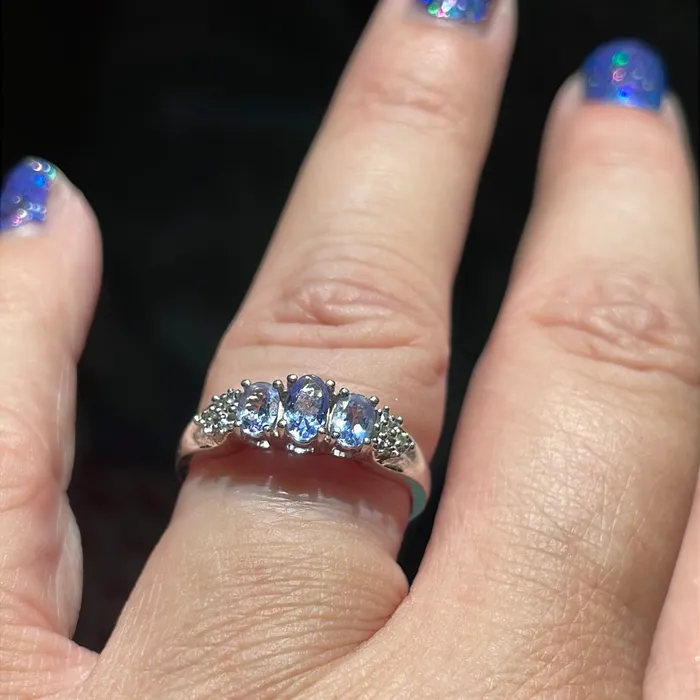 Vintage Paris Jewelry Rings Tanzanite Trilogy Ring Diamond 10k Gold Vintage Vintage Paris Jewelry Rings Tanzanite Trilogy Ring Diamond 10k Gold Vintage