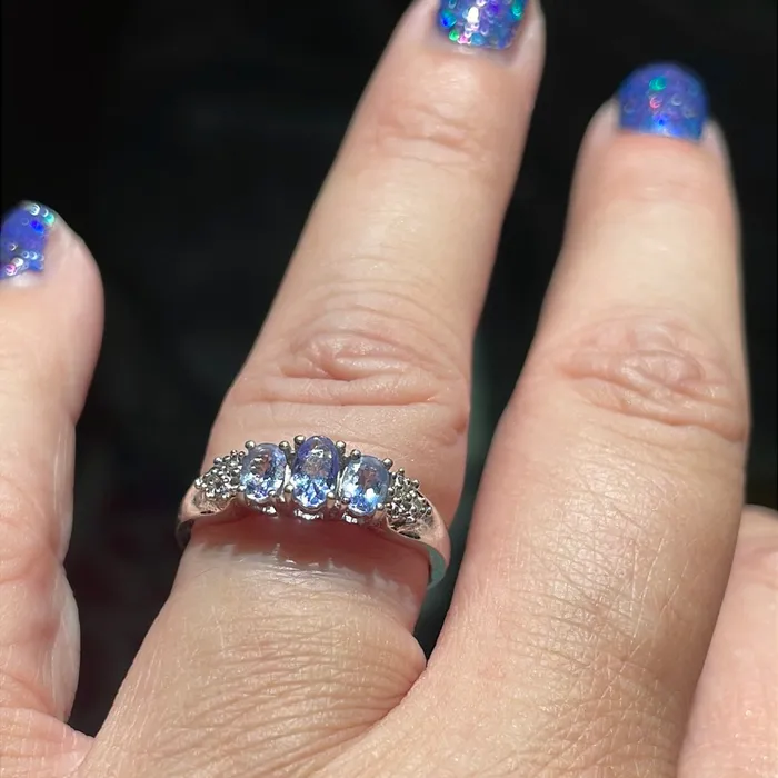Vintage Paris Jewelry Rings Tanzanite Trilogy Ring Diamond 10k Gold Vintage Vintage Paris Jewelry Rings Tanzanite Trilogy Ring Diamond 10k Gold Vintage