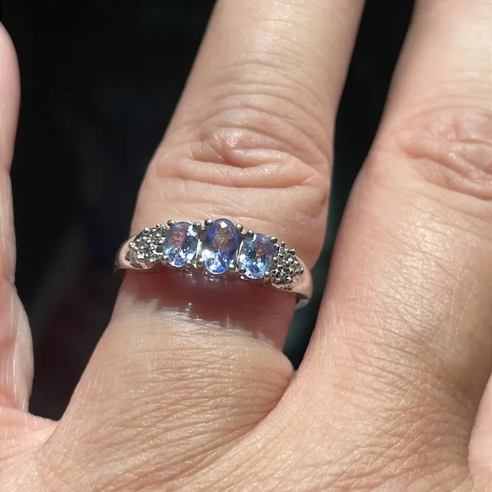 Vintage Paris Jewelry Rings Tanzanite Trilogy Ring Diamond 10k Gold Vintage Vintage Paris Jewelry Rings Tanzanite Trilogy Ring Diamond 10k Gold Vintage