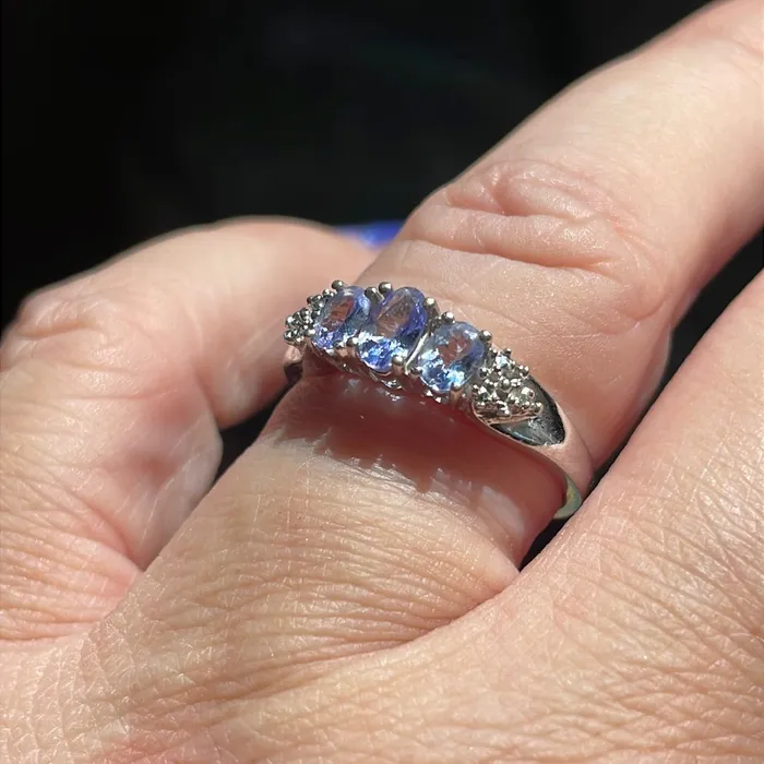 Vintage Paris Jewelry Rings Tanzanite Trilogy Ring Diamond 10k Gold Vintage Vintage Paris Jewelry Rings Tanzanite Trilogy Ring Diamond 10k Gold Vintage