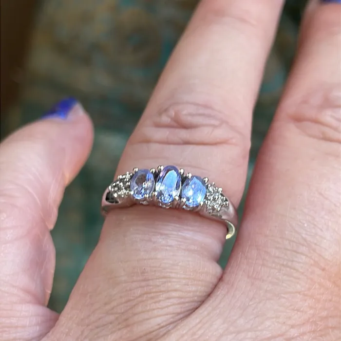Vintage Paris Jewelry Rings Tanzanite Trilogy Ring Diamond 10k Gold Vintage Vintage Paris Jewelry Rings Tanzanite Trilogy Ring Diamond 10k Gold Vintage