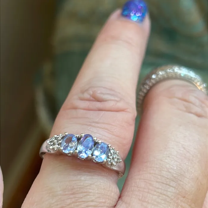 Vintage Paris Jewelry Rings Tanzanite Trilogy Ring Diamond 10k Gold Vintage Vintage Paris Jewelry Rings Tanzanite Trilogy Ring Diamond 10k Gold Vintage