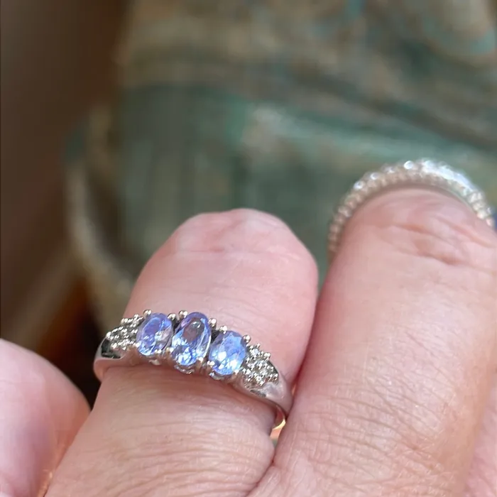Vintage Paris Jewelry Rings Tanzanite Trilogy Ring Diamond 10k Gold Vintage Vintage Paris Jewelry Rings Tanzanite Trilogy Ring Diamond 10k Gold Vintage