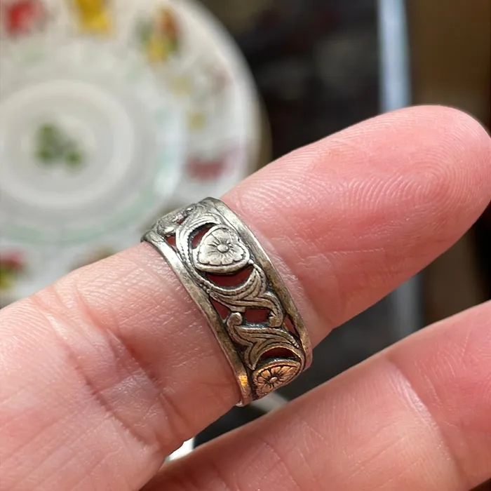 Vintage Paris Jewelry Scrolling Heart Band Sterling Silver Vintage Rings