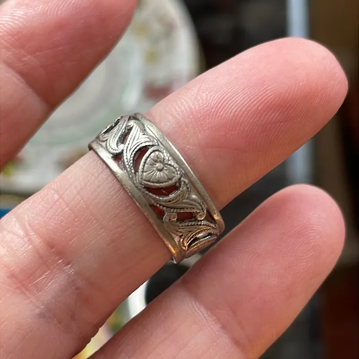 Vintage Paris Jewelry Scrolling Heart Band Sterling Silver Vintage Rings Vintage Paris Jewelry Scrolling Heart Band Sterling Silver Vintage Rings