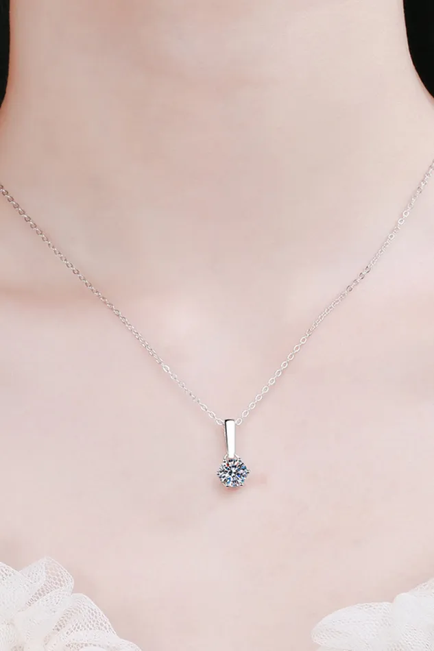 1 Carat Moissanite 925 Sterling Silver ChainLink Necklace Trendsi Necklaces