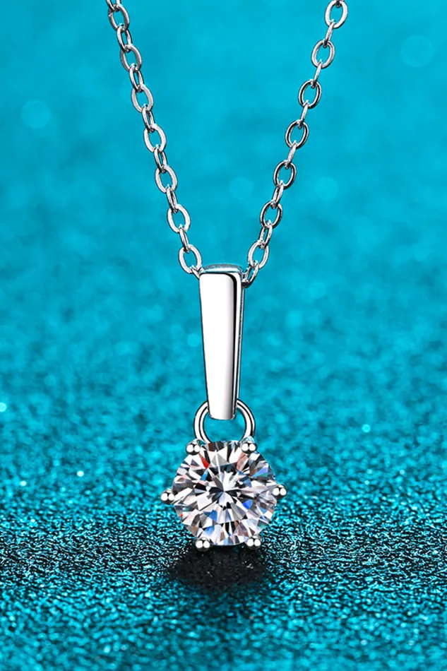 1 Carat Moissanite 925 Sterling Silver ChainLink Necklace Trendsi Necklaces