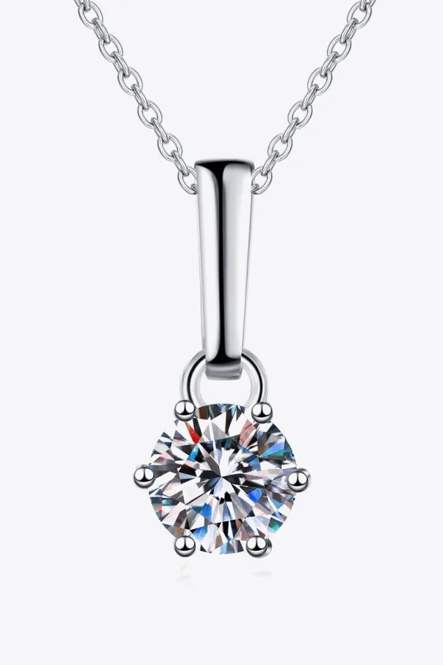 1 Carat Moissanite 925 Sterling Silver ChainLink Necklace Trendsi Necklaces