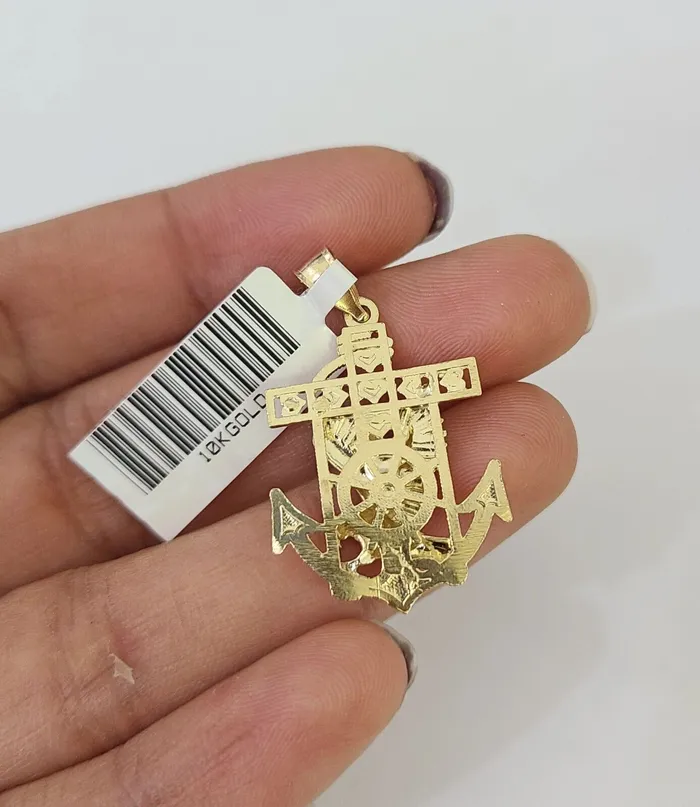 10K Franco Chain Eagle Anchor Pendant Charm Necklace 1624 2mm Gold SET Yellow Gold and Diamond Necklaces