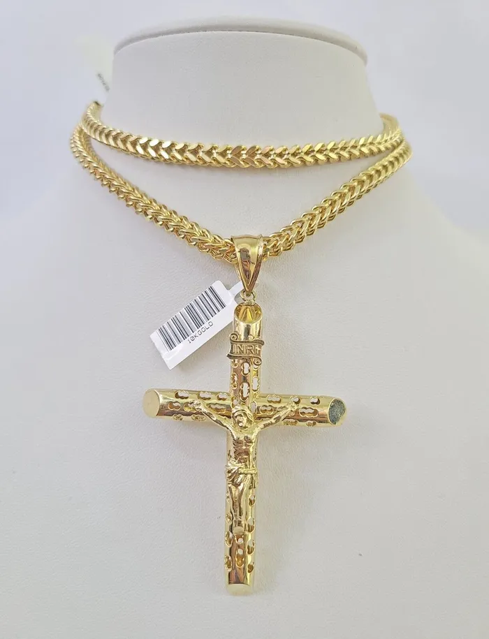 10K Franco Chain INRI Jesus Cross Pendant Charm Necklace 2026 5mm Gold SET Gold and Diamond Necklaces 10K Franco Chain INRI Jesus Cross Pendant Charm Necklace 2026 5mm Gold SET Gold and Diamond Necklaces