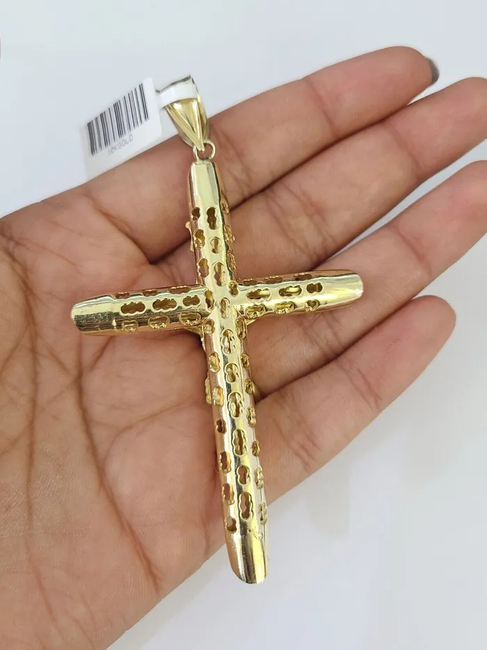 10K Franco Chain INRI Jesus Cross Pendant Charm Necklace 2026 5mm Gold SET Gold and Diamond Necklaces