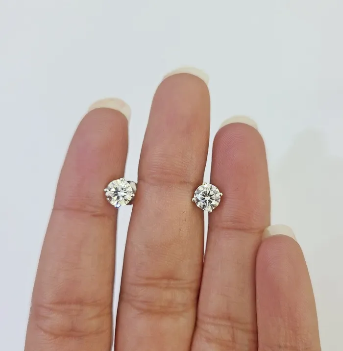 10k White gold Round Earrings Diamond screwback Lab Created Women Men Studs Gold and Diamond Earrings