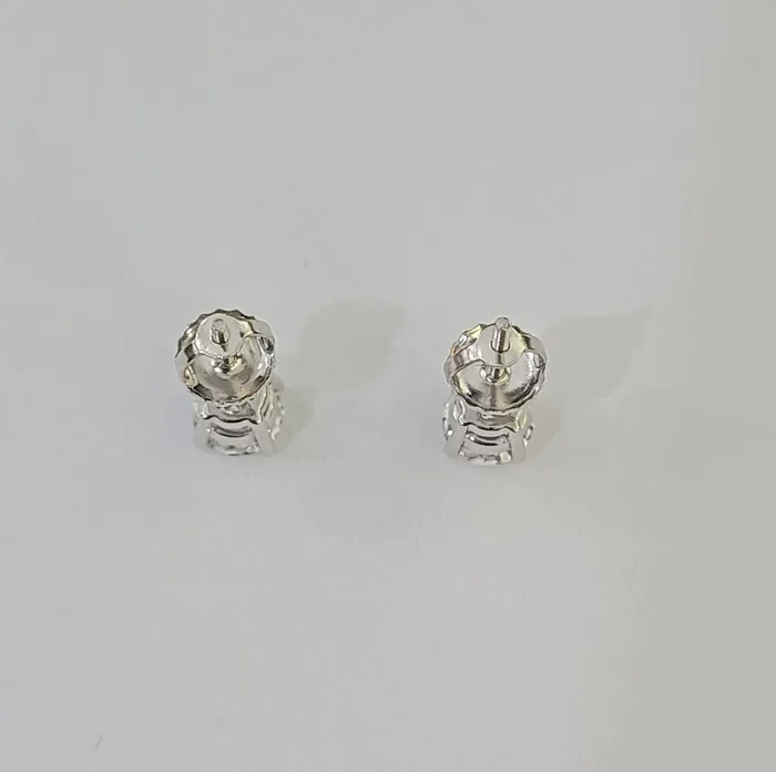 10k White gold Round Earrings Diamond screwback Lab Created Women Men Studs Gold and Diamond Earrings