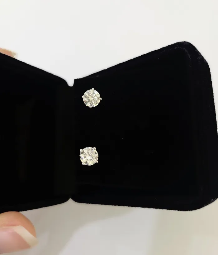 10k White gold Round Earrings Diamond screwback Lab Created Women Men Studs Gold and Diamond Earrings