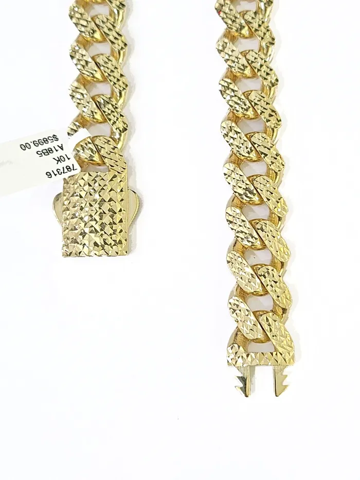 10K Yellow Gold Royal Monaco Cuban Bracelet 12mm Diamond Cut Globalwatches10 Bracelets