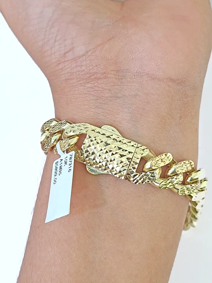 10K Yellow Gold Royal Monaco Cuban Bracelet 12mm Diamond Cut Globalwatches10 Bracelets