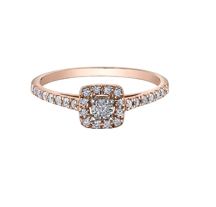 10kt Rose Gold Square Halo Diamond Ring Independent Jewellers Rings
