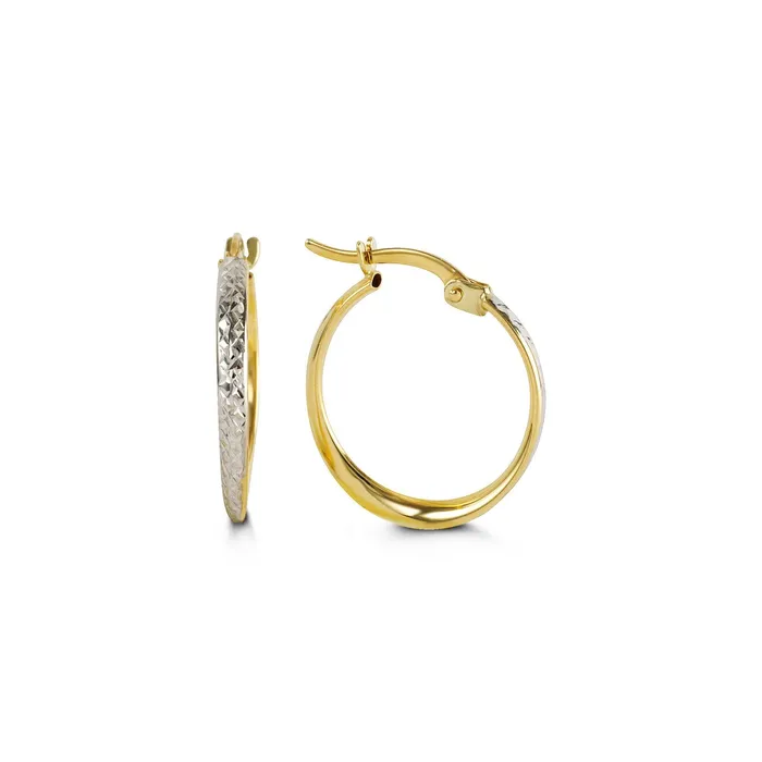 10kt White And Yellow Gold Diamond Cut Hoop Earrings Independent Jewellers Earrings 10kt White And Yellow Gold Diamond Cut Hoop Earrings Independent Jewellers Earrings