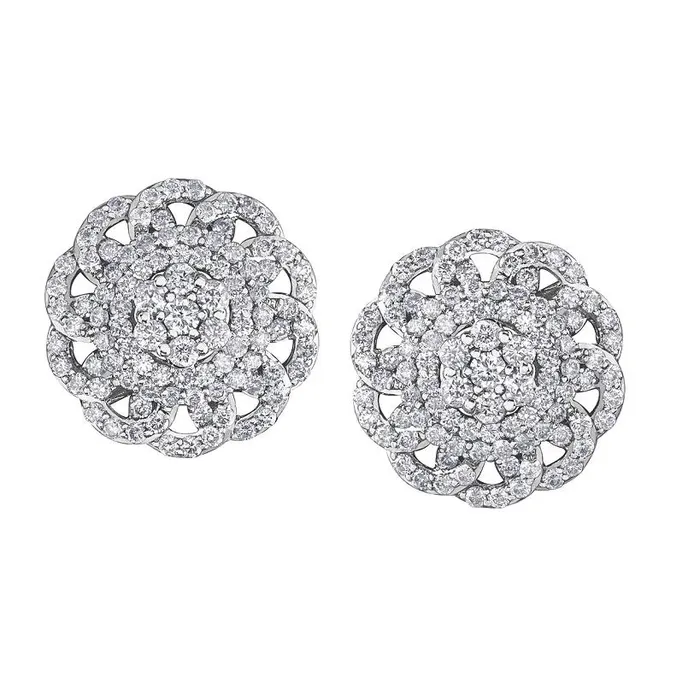 10kt White Gold 100cttw Diamond Flower Earrings Independent Jewellers Earrings 10kt White Gold 100cttw Diamond Flower Earrings Independent Jewellers Earrings