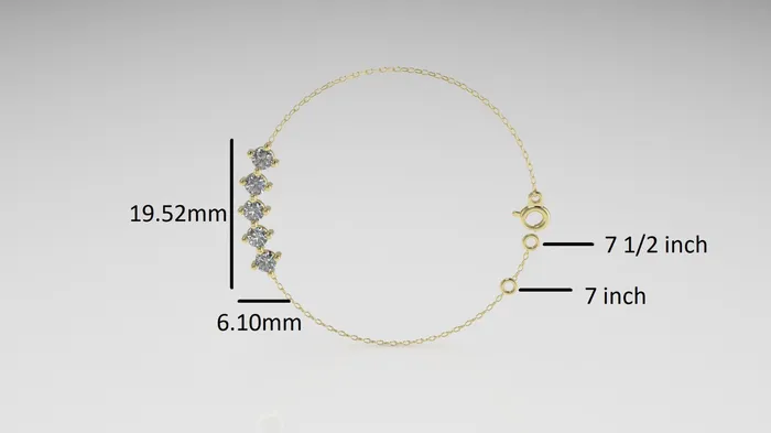 14k Bracelet with 5 DIAMOND 3mm VS1 Prongs JCM DESIGN JEWELRY Bracelets
