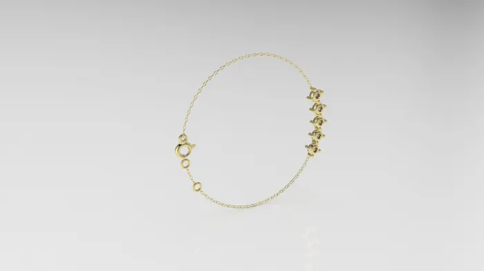14k Bracelet with 5 DIAMOND 3mm VS1 Prongs JCM DESIGN JEWELRY Bracelets
