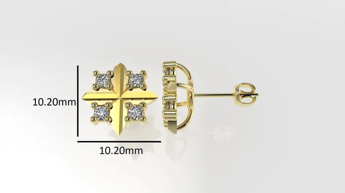 14k Earrings with 8 DIAMONDS VS1 it is for daily use CROSS Prongs JCM DESIGN JEWELRY Earrings