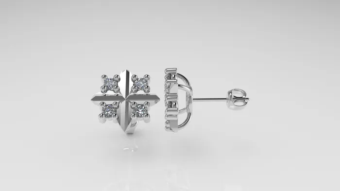 14k Earrings with 8 DIAMONDS VS1 it is for daily use CROSS Prongs JCM DESIGN JEWELRY Earrings