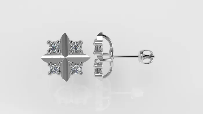 14k Earrings with 8 DIAMONDS VS1 it is for daily use CROSS Prongs JCM DESIGN JEWELRY Earrings