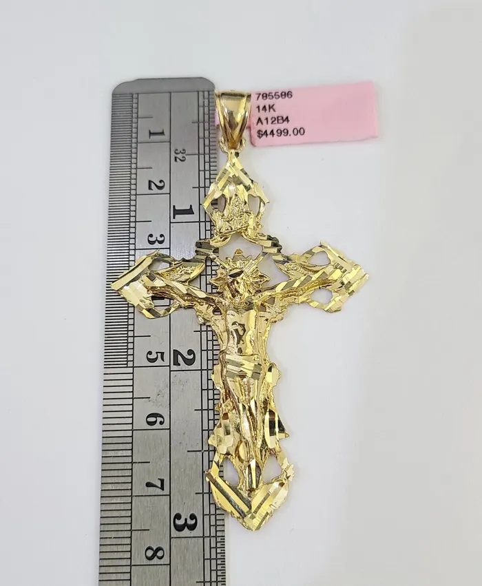 14K Franco Chain Jesus INRI Cross Pendant Charm Necklace 2026 4mm Gold Globalwatches10 Necklaces