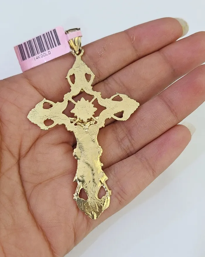 14K Franco Chain Jesus INRI Cross Pendant Charm Necklace 2026 4mm Gold Globalwatches10 Necklaces