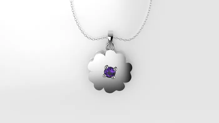 14K Pendant with 1 Amethyst 2mm includes 18 inch Chain flower figure with 5 petals solid gold JCM DESIGN JEWELRY Necklaces