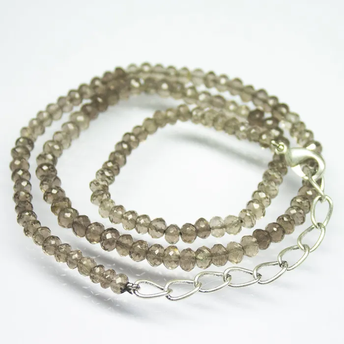 17 inches 4mm 45mm Natural Smoky Quartz Rondelle Beaded Necklace Quartz Necklace Beads Supplies USA Necklaces