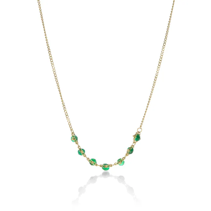 18k Emerald Centered Textile Station Necklace Amali Necklaces