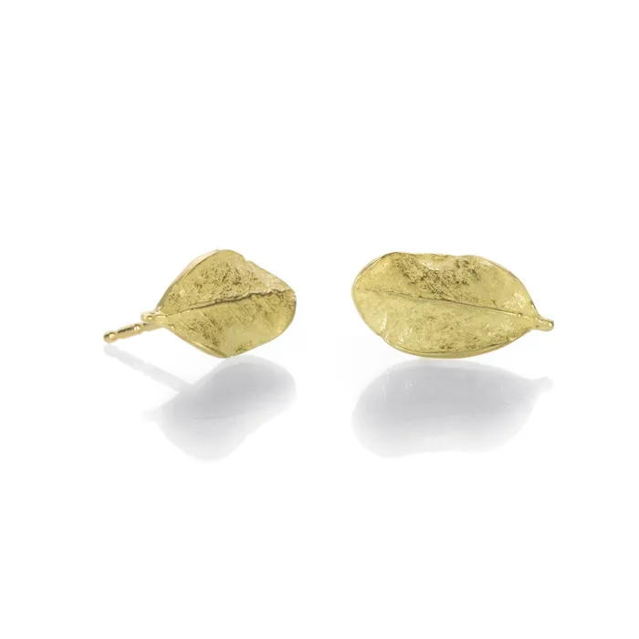 18k Tiny Boxwood Leaf Stud Earrings John Iversen Earrings