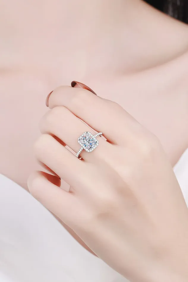 2 Carat Moissanite 925 Sterling Silver Halo Ring Trendsi Rings