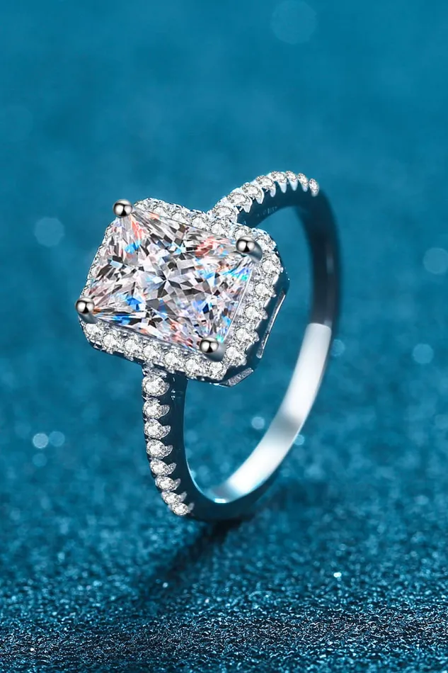 2 Carat Moissanite 925 Sterling Silver Halo Ring Trendsi Rings