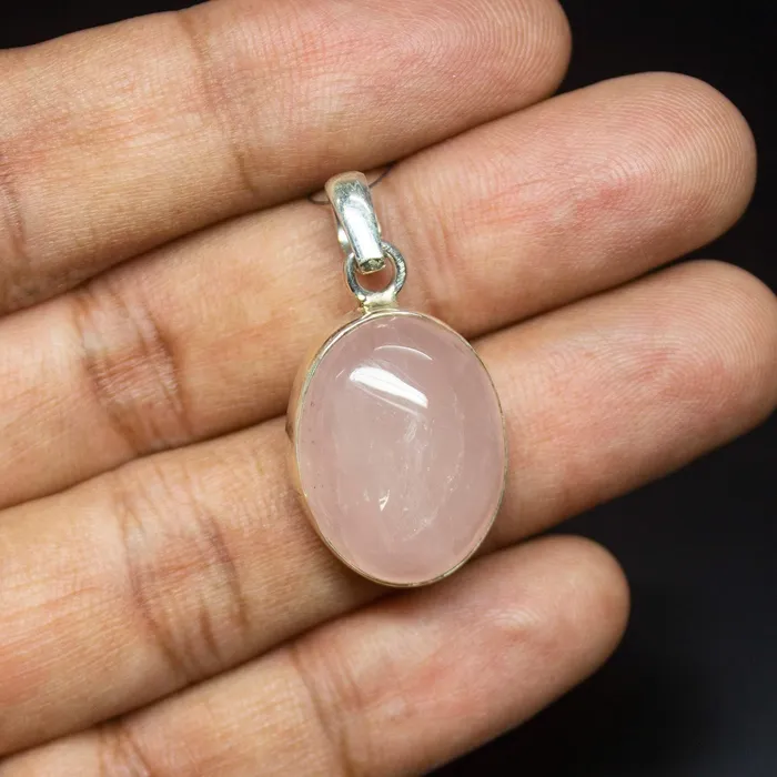 74gm Natural Rose Quartz Oval Shape 925 Sterling Silver Bezel Pendant Rose Quartz Pendant Beads Supplies USA Necklaces 74gm Natural Rose Quartz Oval Shape 925 Sterling Silver Bezel Pendant Rose Quartz Pendant Beads Supplies USA Necklaces