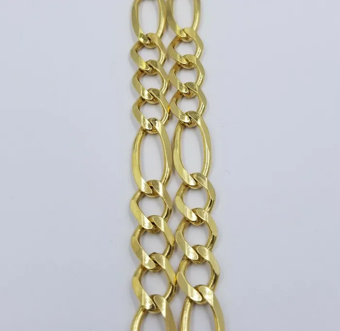 8mm 20 SOLID 10k Gold Figaro Link Chain Necklace Choker 100 Authentic Gold globalwatches10 Necklaces
